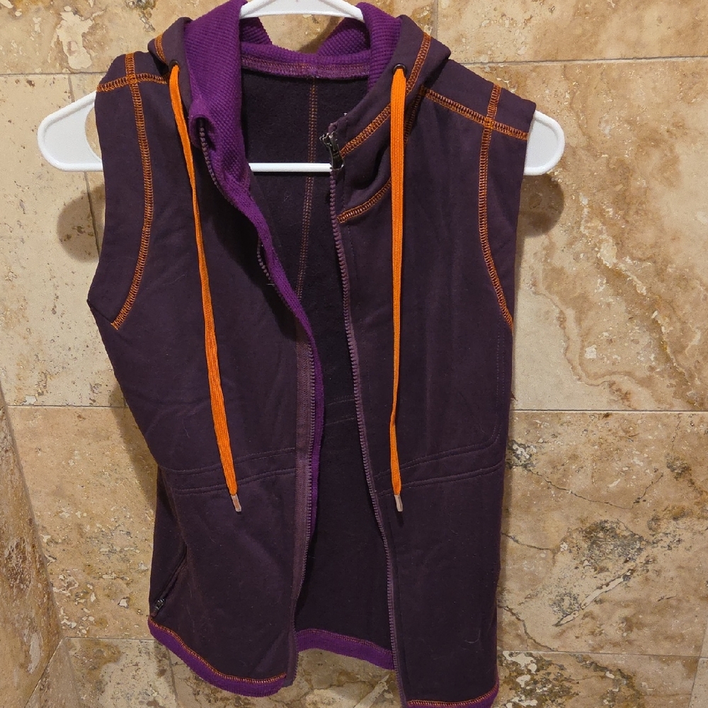 Title Nine Purple and Orange Vest, Zip, Hood